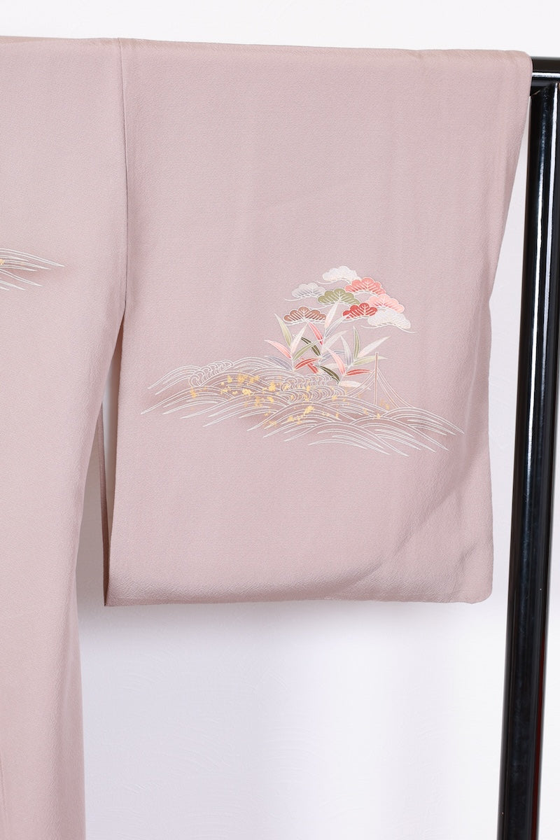 Houmongi kimono Light brown Gold pre-owned /R626