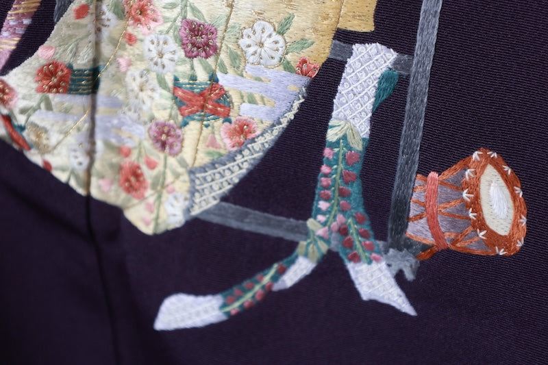 Tsukesage kimono purple brown embroidery New, unused item /R617