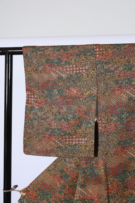 Japanese kimono New(komon)SizeM 100%silk/A472