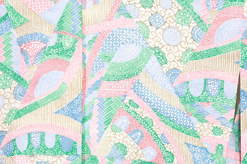 Komon kimono off-white green pink bule New, unused item /AZ129