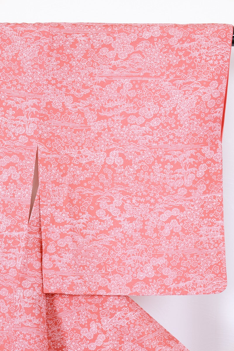 Edokomon kimono pink white Rokutani Kikuo pre-owned /AZ125