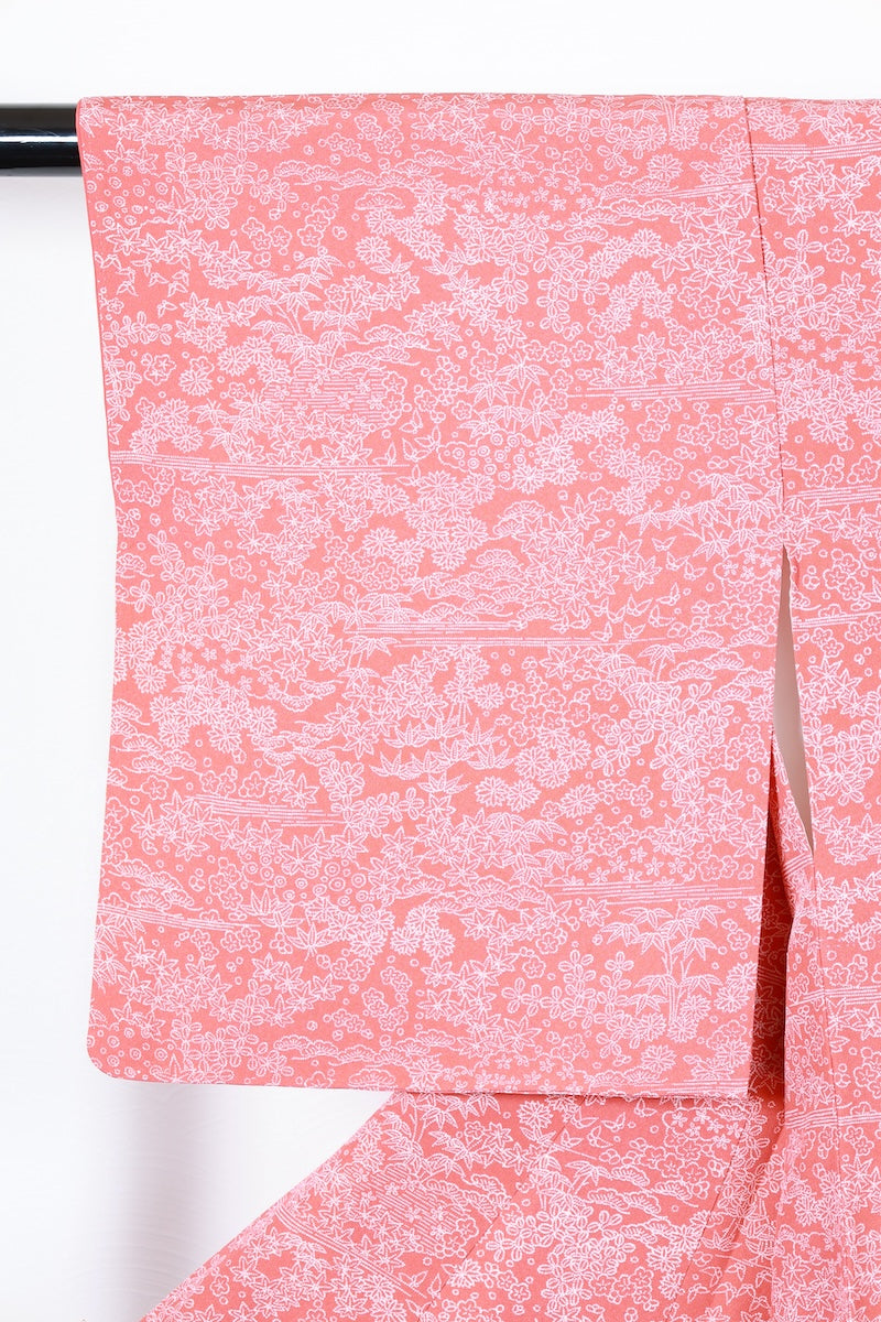 Edokomon kimono pink white Rokutani Kikuo pre-owned /AZ125