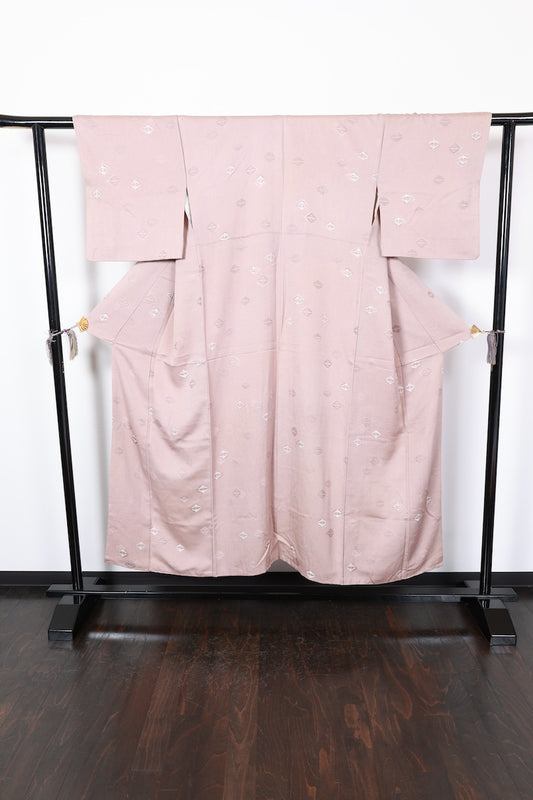 Komon kimono brown purple white pre-owned /AZ124