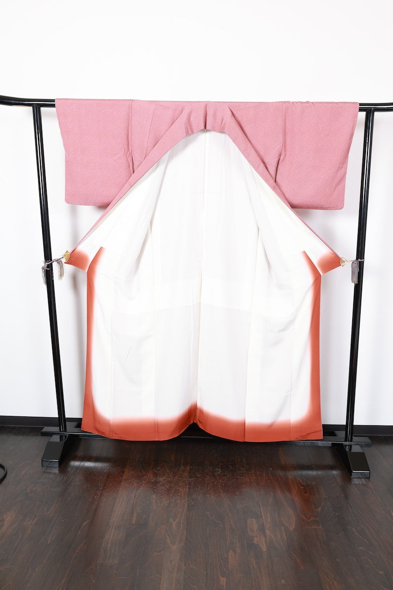 Iromuzi kimono red plum color white pre-owned /AZ131