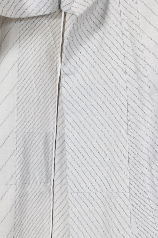Tsumugi kimono Pale gray  Hand-woven pre-owned/R642