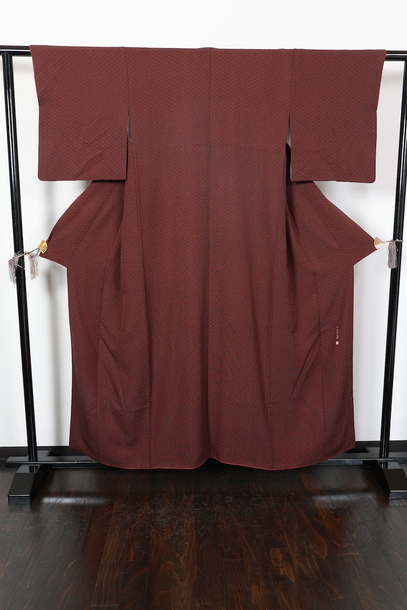 Komon kimono black purple pre-owned /AZ120