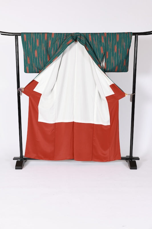 Japanese kimono used <Komon> L-size  silk 100% /B1191