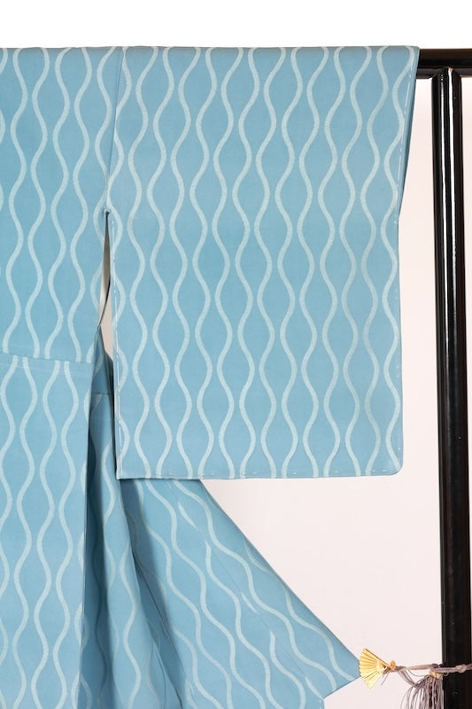 Japanese kimono Unused New <Edokomon> Msize  silk 100% /B1186