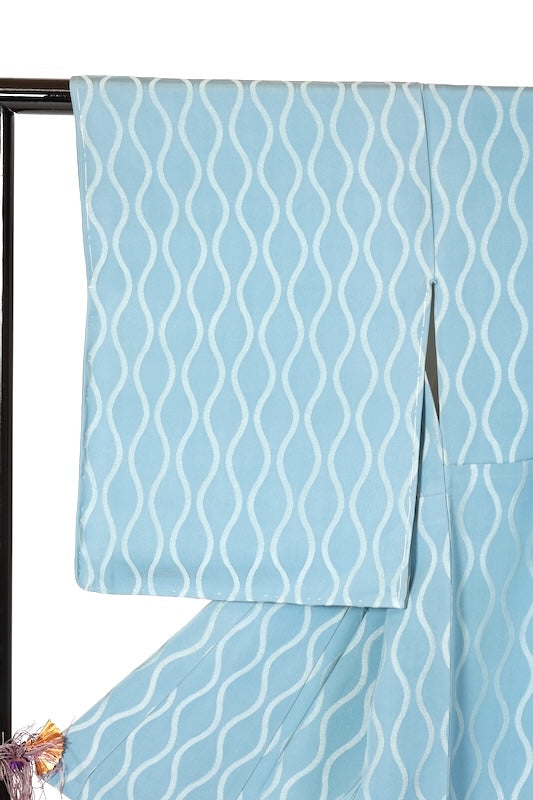 Japanese kimono Unused New <Edokomon> Msize  silk 100% /B1186