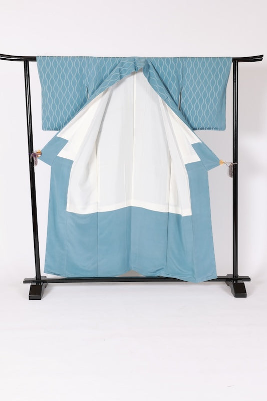 Japanese kimono Unused New <Edokomon> Msize  silk 100% /B1186