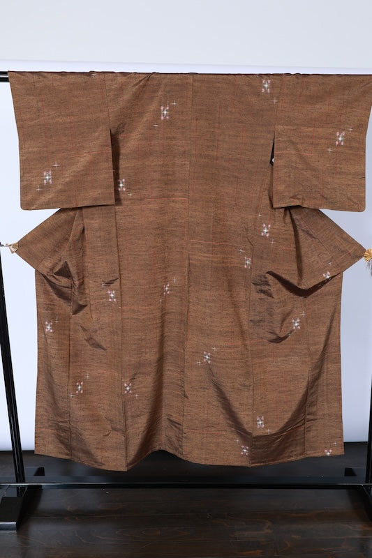 Japanese kimono used(tsumugi)SizeL silk100%/A522