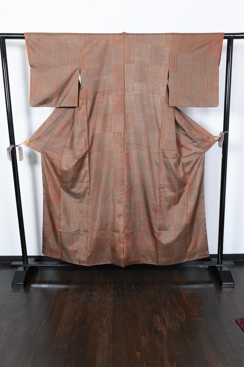 Tsumugi kimono brown pre-owned /AZ118