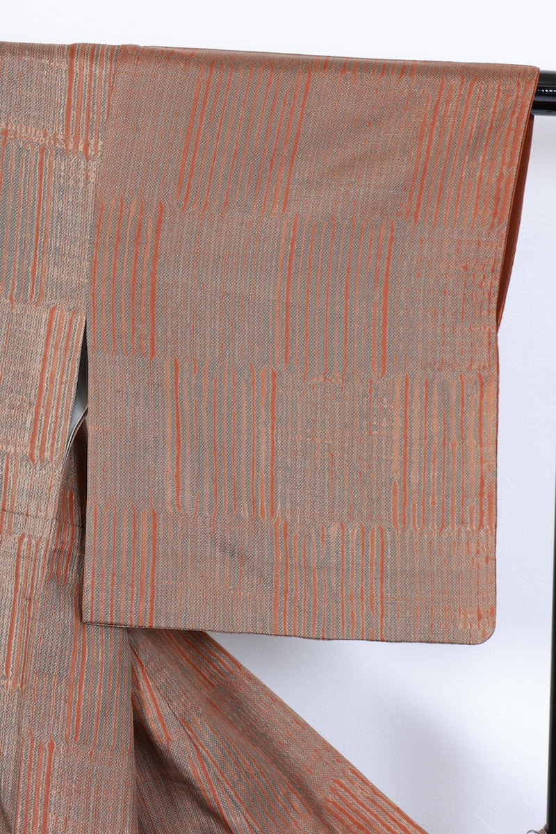 Tsumugi kimono brown pre-owned /AZ118