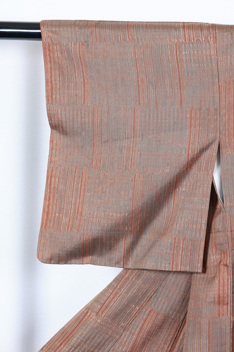 Tsumugi kimono brown pre-owned /AZ118