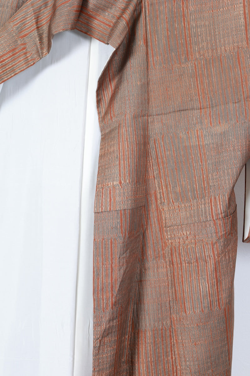 Tsumugi kimono brown pre-owned /AZ118