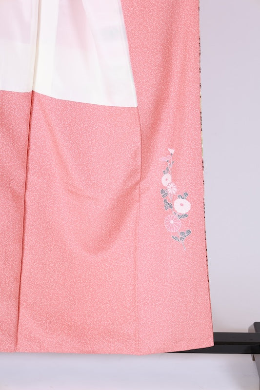 Japanese kimono used <houmongi> L-size  silk 100% /B1190
