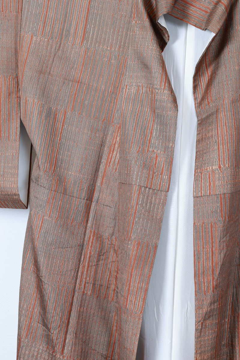 Tsumugi kimono brown pre-owned /AZ118