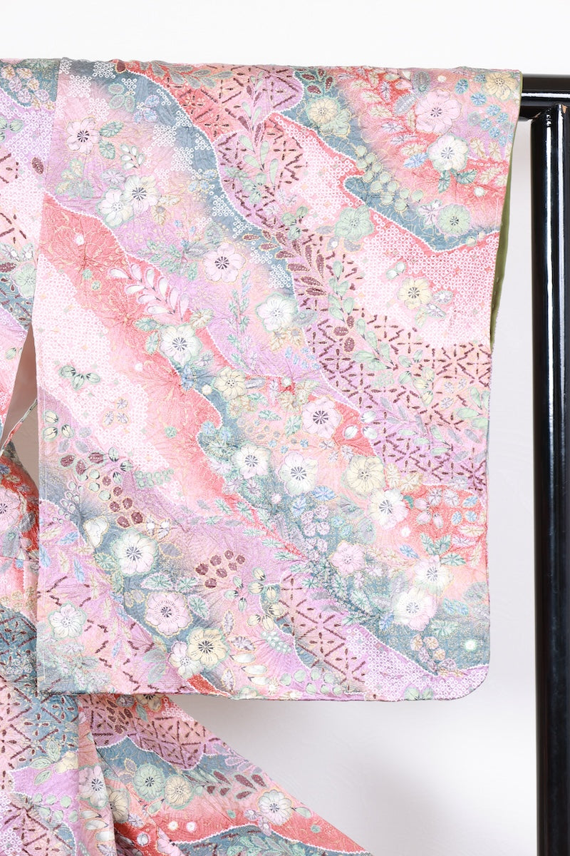 Komon kimono brown purple bule Brand New /AZ117