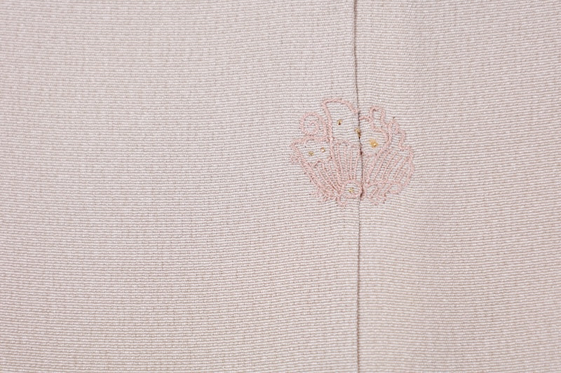 Houmongi kimono white brown embroidery pre-owned /R643