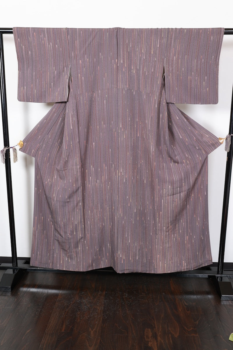 Komon kimono gray mustard yellow purple pre-owned /AZ115
