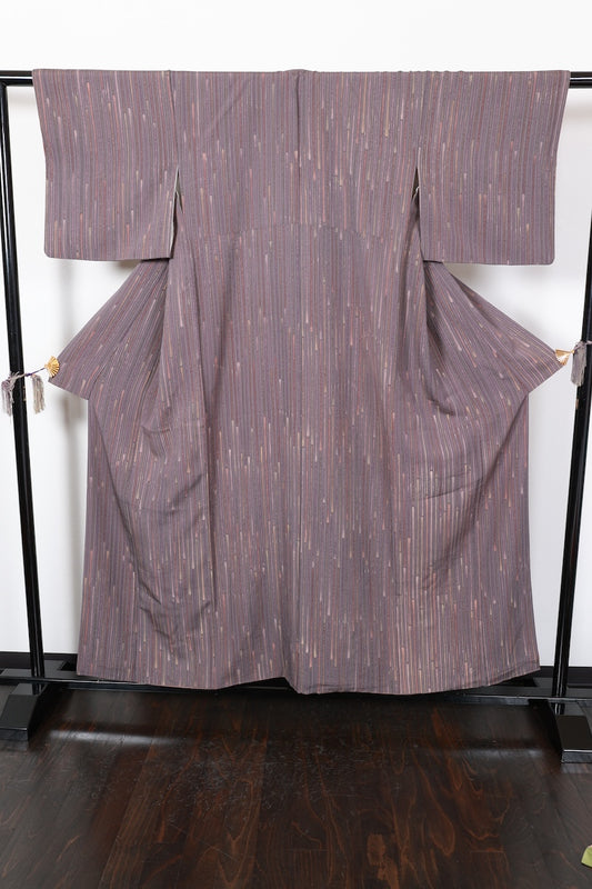 Komon kimono gray mustard yellow purple pre-owned /AZ115