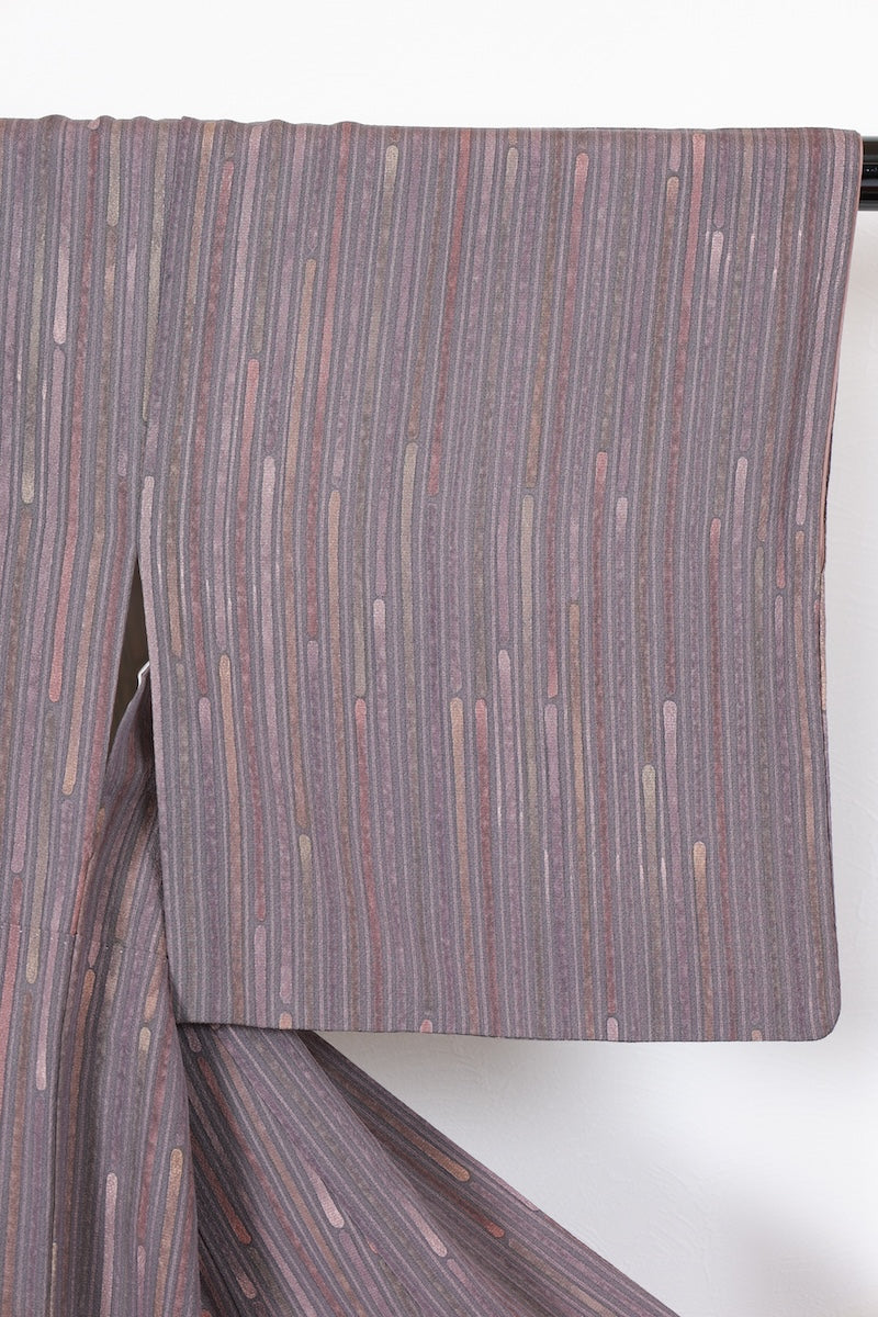 Komon kimono gray mustard yellow purple pre-owned /AZ115