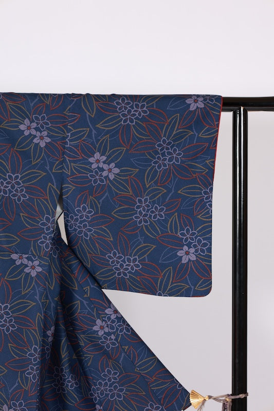 Japanese kimono used <Komon> Lsize  polyester /B1216