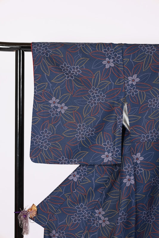 Japanese kimono used <Komon> Lsize  polyester /B1216
