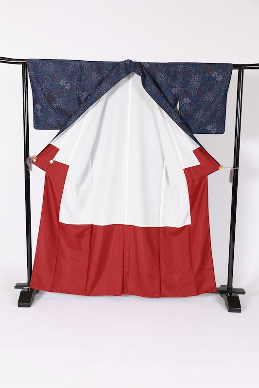 Japanese kimono used <Komon> Lsize  polyester /B1216