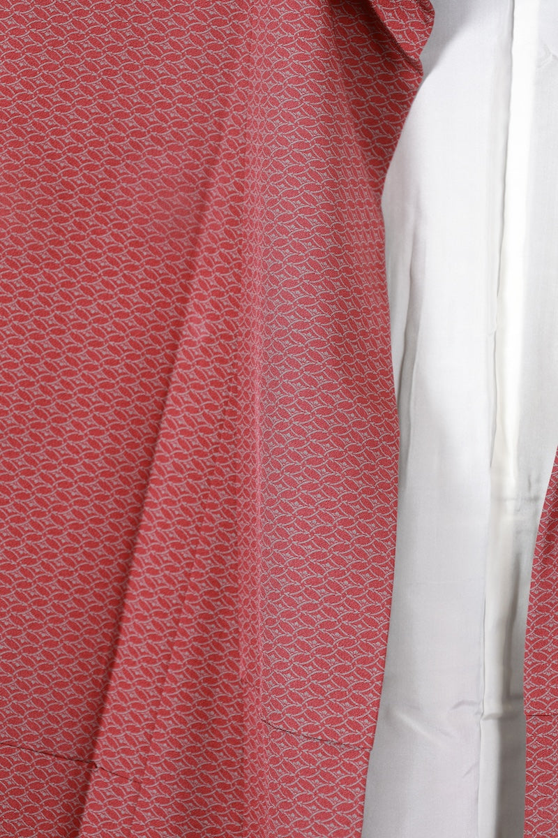 Komon kimono vermilion gray flower pre-owned /AZ116