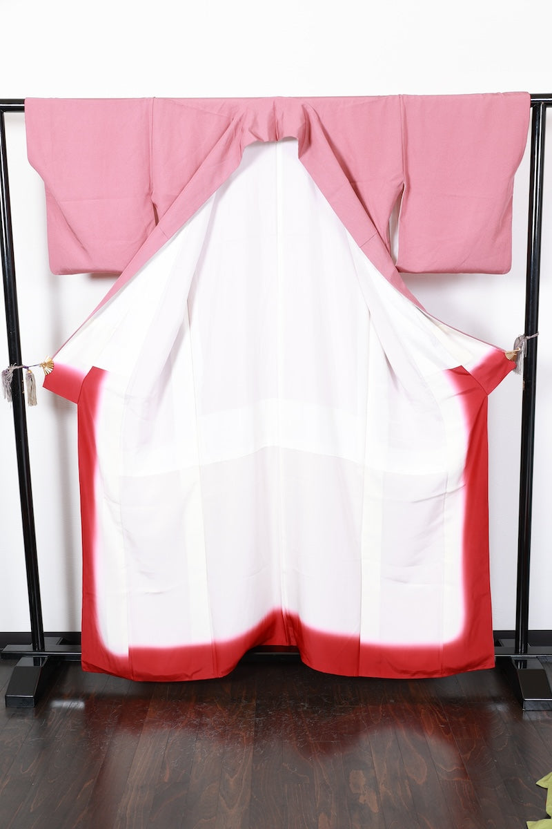 Komon kimono pink white pre-owned /AZ122