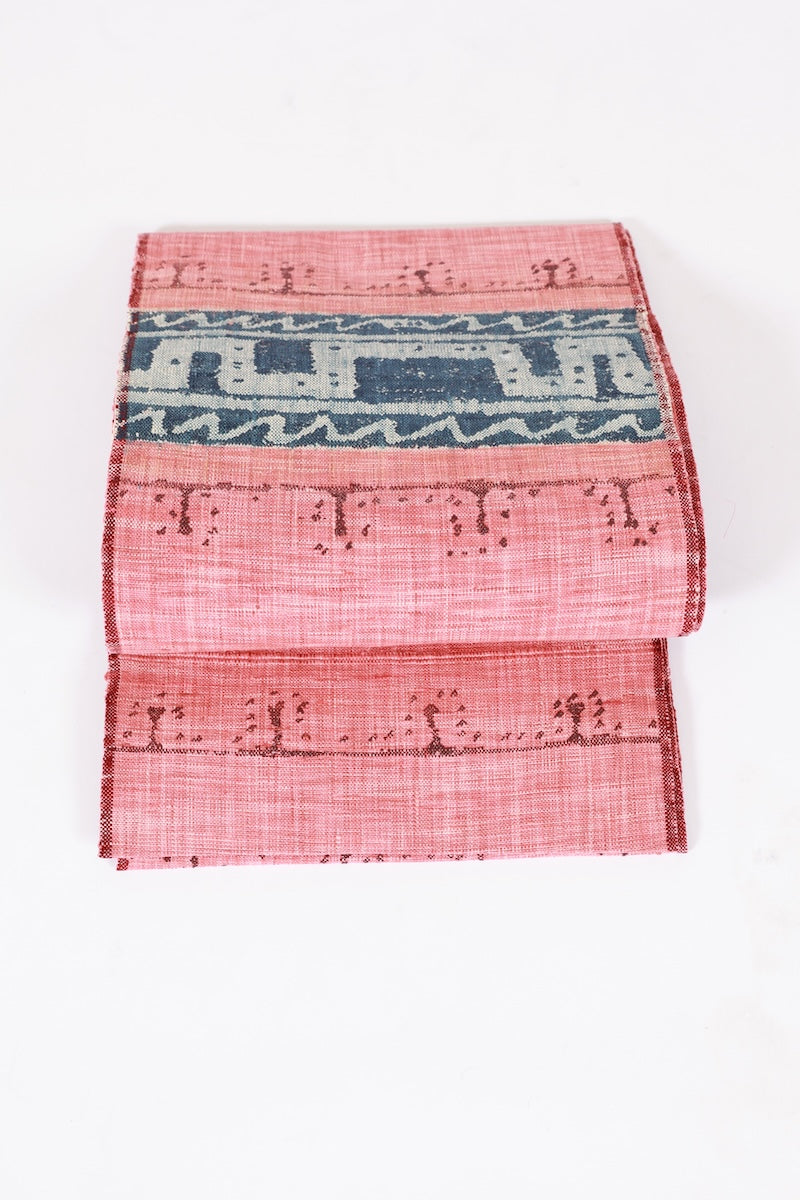 Nagoya-obi sash belt Cherry-blossom color Hand-woven pre-owned /AZ166
