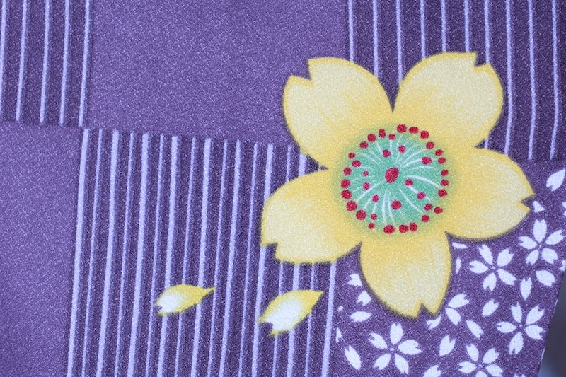 Japanese kimono used <Komon> Lsize  polyester /B1214