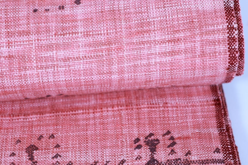 Nagoya-obi sash belt Cherry-blossom color Hand-woven pre-owned /AZ166