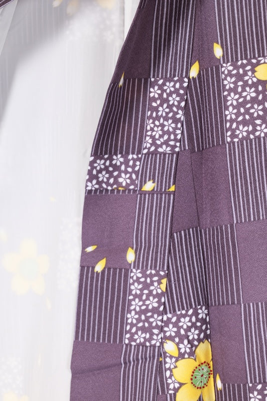 Japanese kimono used <Komon> Lsize  polyester /B1214