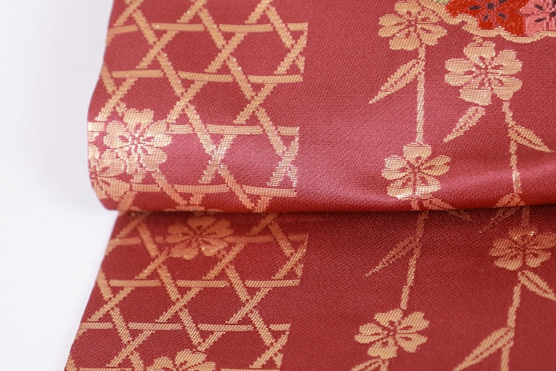 Nagoya-obi red gold pre-owned /AZ165