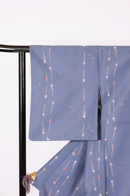 Japanese kimono used <Komon> Lsize  polyester /B1212