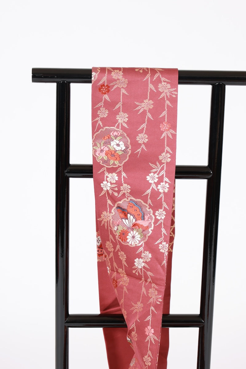 Nagoya-obi red gold pre-owned /AZ165