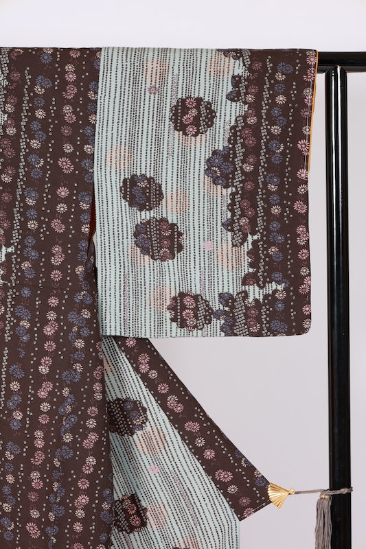 Japanese kimono Unused New <Komon> Lsize  polyester /B1211