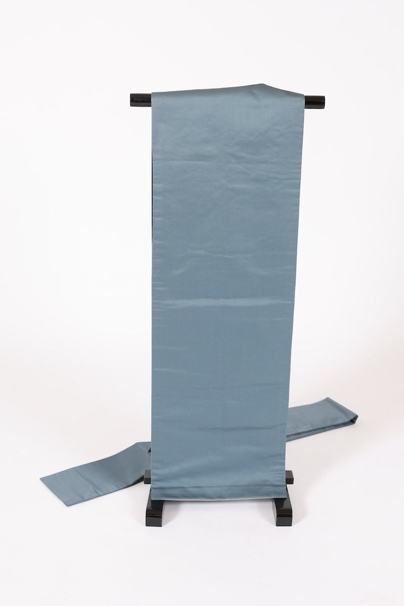 Nagoya-obi sash belt bule gray gold embroidery pre-owned /AZ163