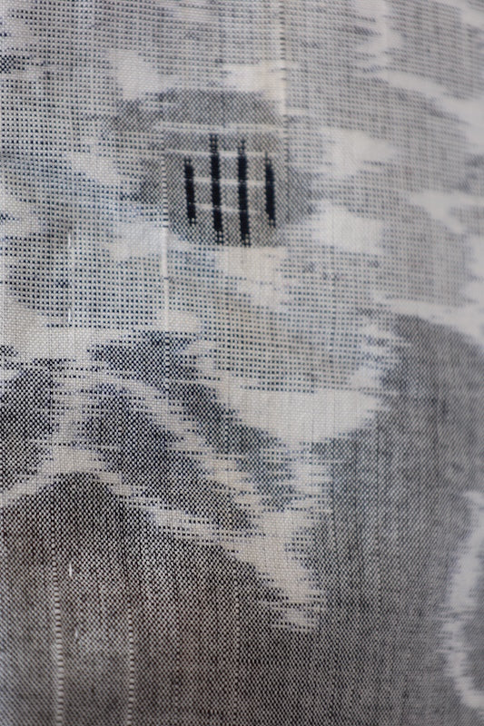 Komon kimono gray white flower pre-owned /R637