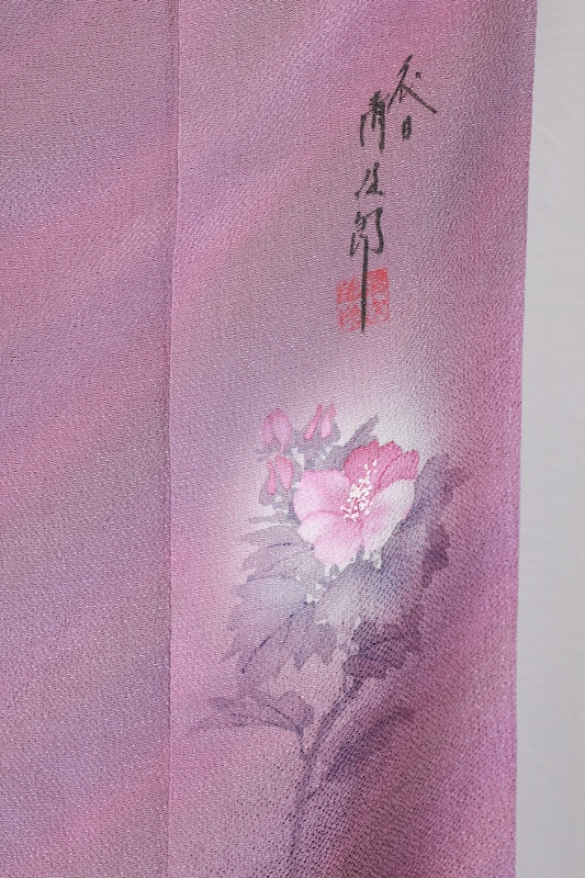 Japanese kimono used <Iromuzi> Msize  silk 100% /T202