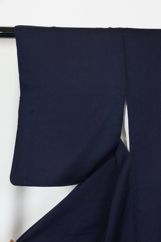 Tsukesage kimono Navy gold pre-owned /R636