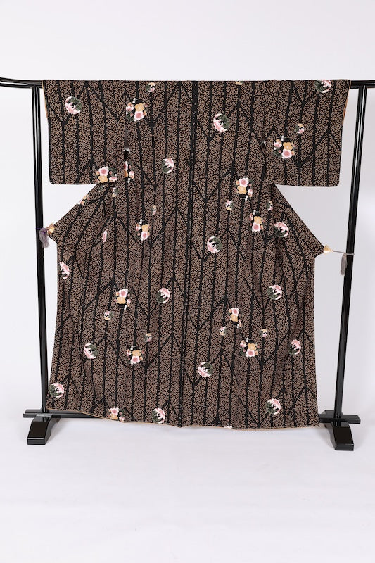 Japanese kimono Unused New <Komon> Lsize  polyester /B1208