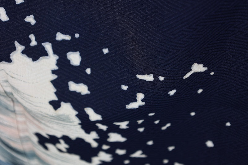 Tsukesage kimono Navy gold pre-owned /R636