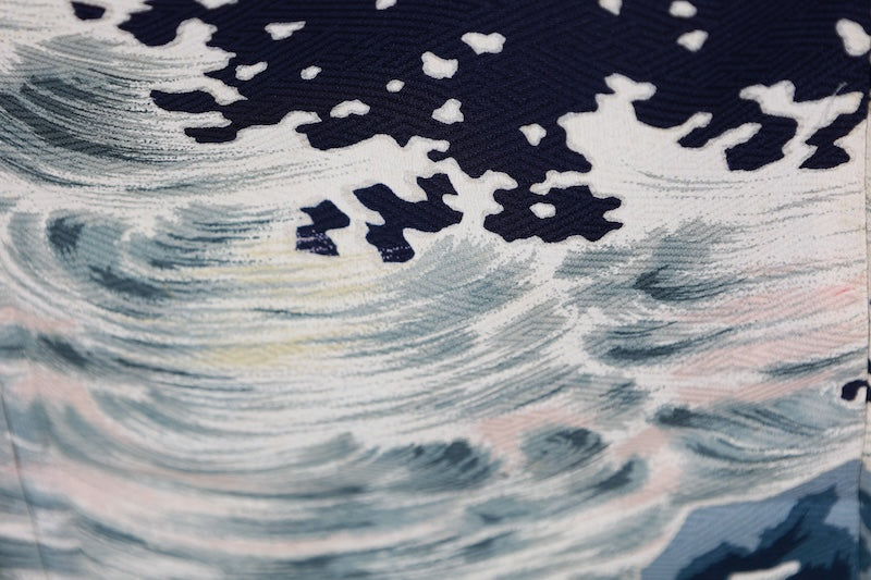 Tsukesage kimono Navy gold pre-owned /R636