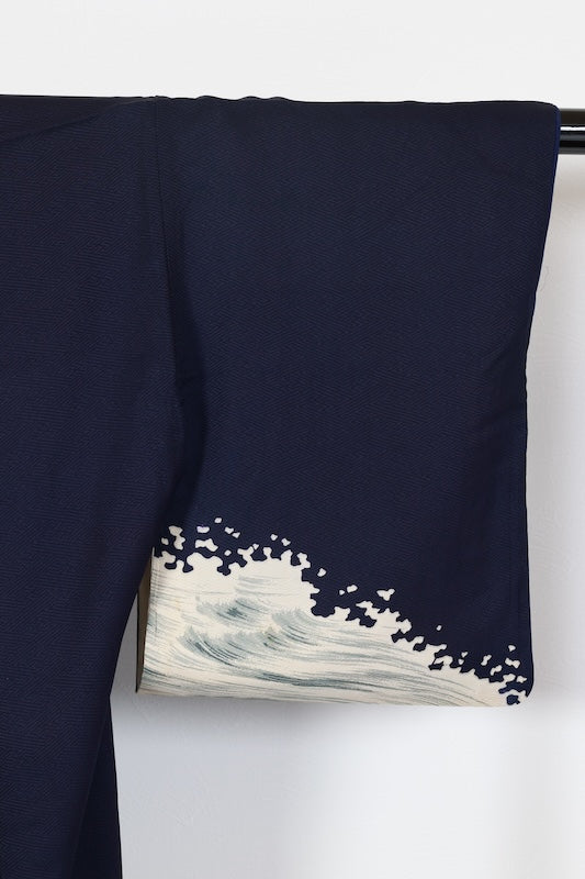Tsukesage kimono Navy gold pre-owned /R636