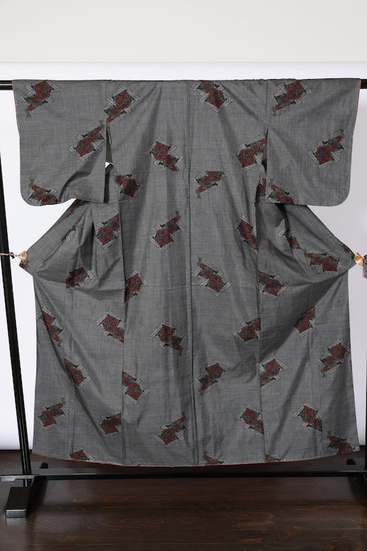 Japanese kimono used(tsumugi)SizeM silk100%/A527