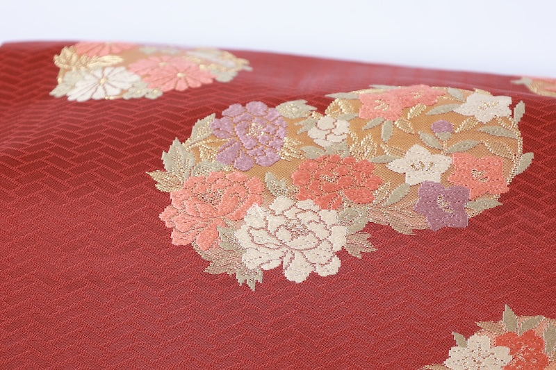 Nagoya-obi sash belt reddish-brown gold pre-owned /AZ159