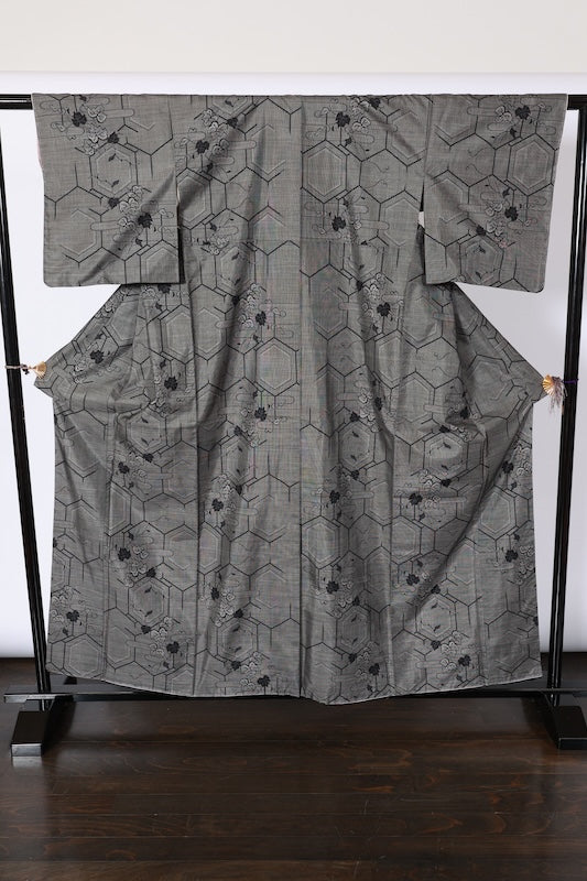 Japanese kimono New(tsumugi)SizeLsilk100%/A528